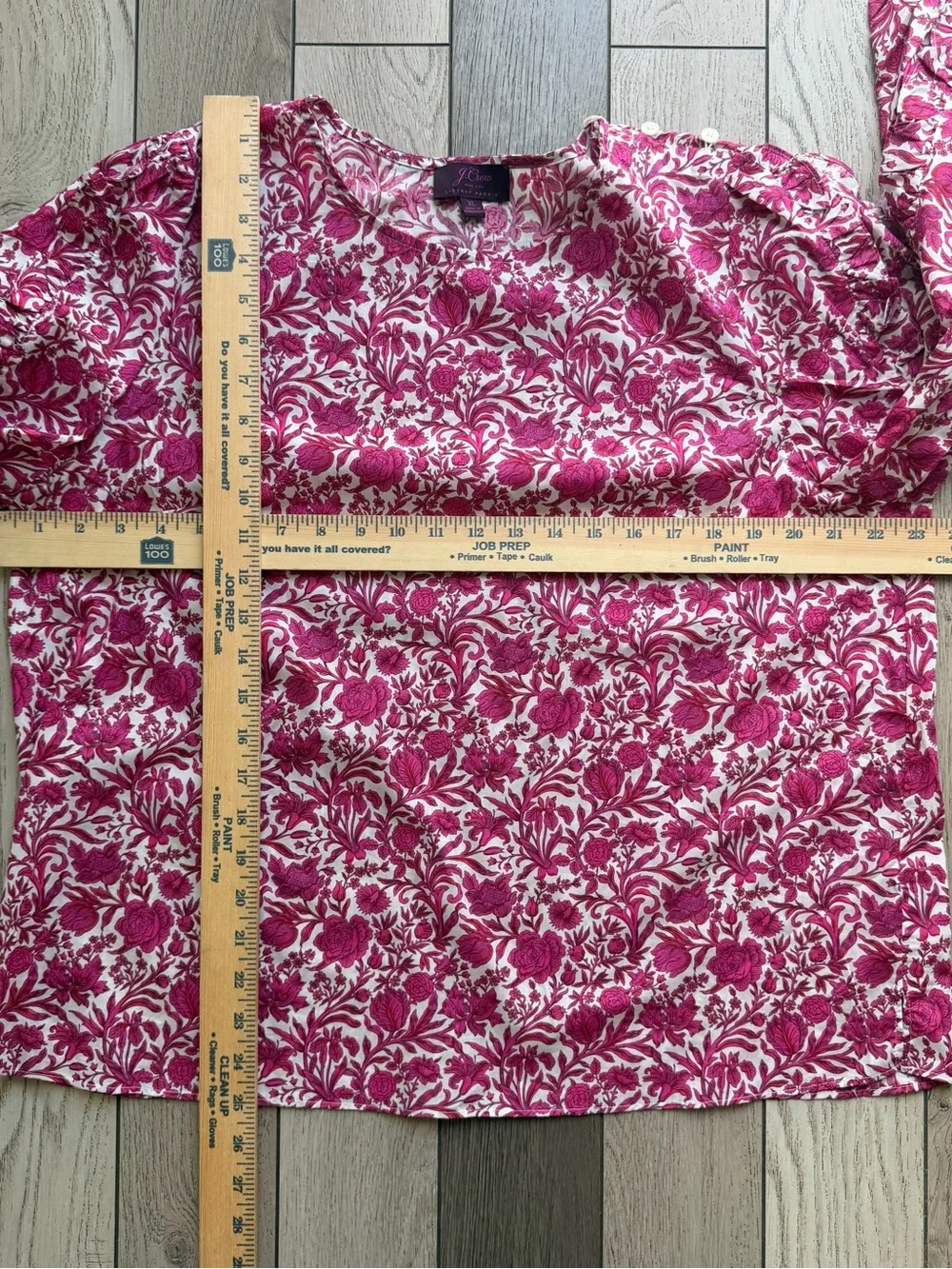 J.Crew Liberty Sambourne Floral Ruffle Sleeve Top Azalea size XL 100% cotton